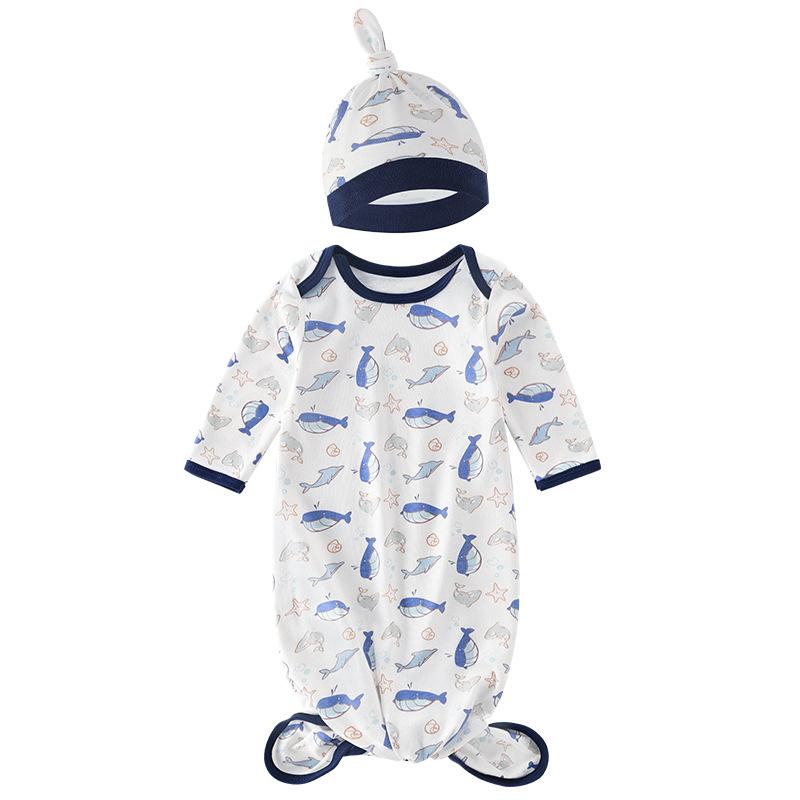 Спальный мешок для новорожденных с шапочкой, 100% хлопок, детская пеленальная пижама для мальчиков и девочек, однотонное пеленальное полотенце с принтом для младенцев 0-12 мес.