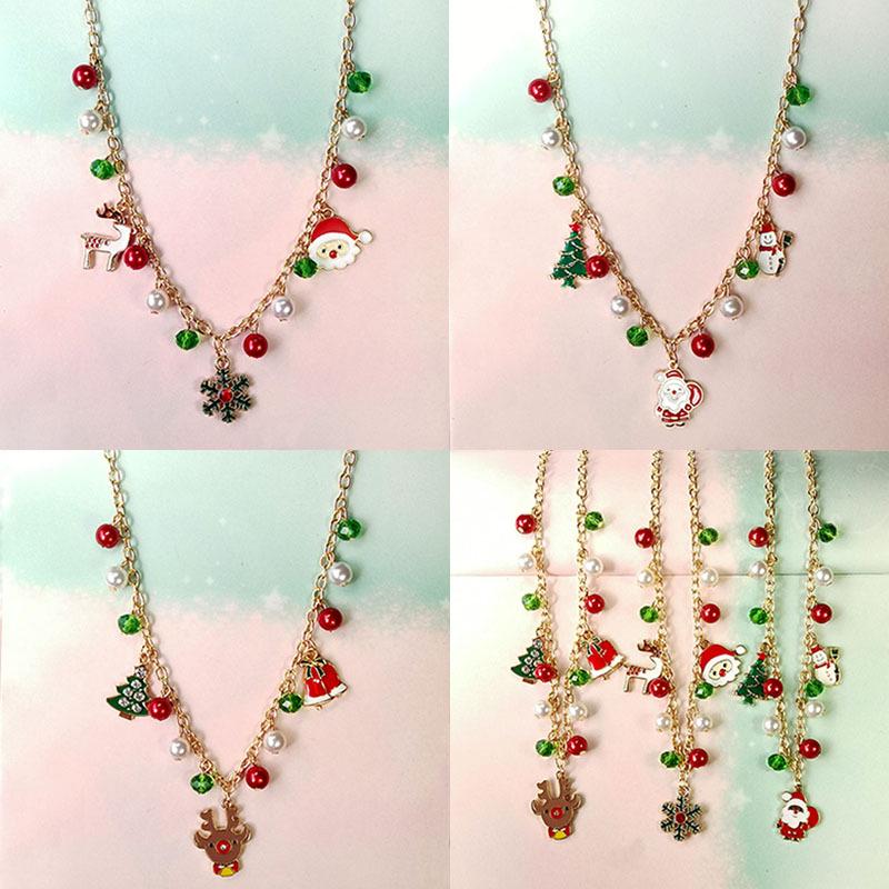 Christmas Necklace: Santa, Bells, Snowflake, Christmas Tree Alloy Pendant