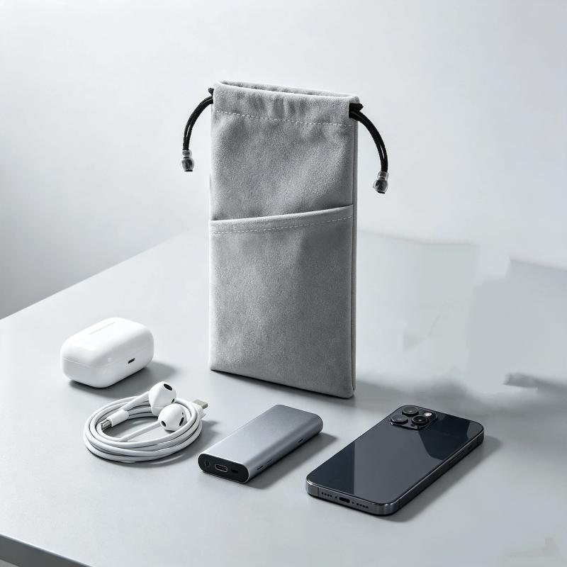 Сумка для хранения Power Bank из мягкого бархата с завязкой-шнурком, пылезащитный чехол против царапин для мелкой электроники