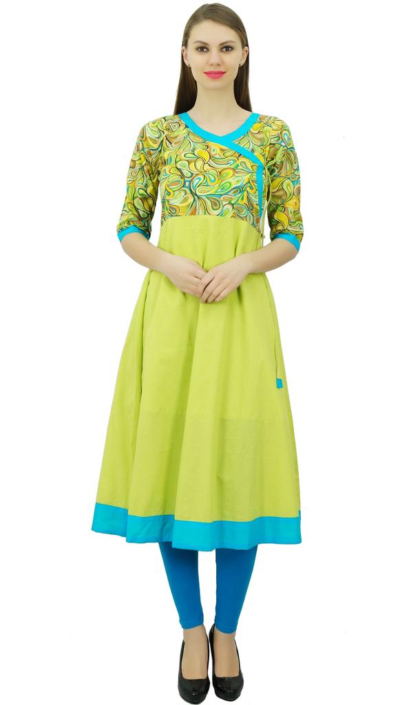 Phagun Эксклюзивное печатное хлопковое курти в стиле ангракха, женское этническое индийское платье, дизайнерская праздничная одежда