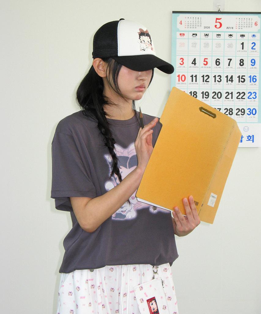 RONRON Betty Boop Ribbon Basic Fit T Shirt Charcoal
