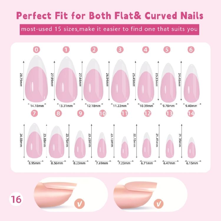 150 штук накладных ногтей для французского маникюра с готовым базовым покрытием, простые в нанесении, для создания стильного дизайна ногтей