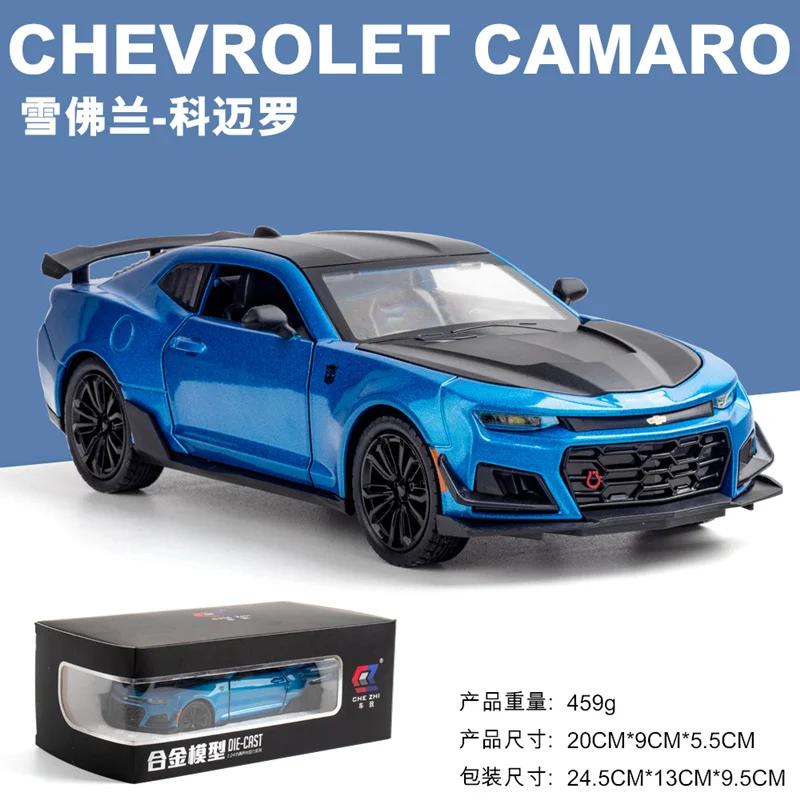 1:24 Chevrolet Camaro Металлическая литая модель игрушечного автомобиля Звук и свет Оттянуть назад Металлический автомобиль Коллекция Симуляция Подарки Игрушки Мальчик
