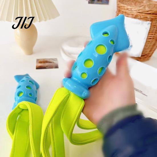 Durable Dog Chew Toys Octopus Squid Toy, Interactive Tug Squeaky Pet Molar Toy with Washable Squeak for Pets Fabric Strips, Waterproof Dogs,