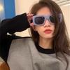 New summer travel concave shape European and American sunglasses, thin fashion thick legs, large square frame, light blue sunglasses for women