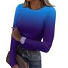 Women's  And Winter Slim Bottom T-shirt Fashion Casual Gradient Printing Round Neck Pullover Long Sleeve Top