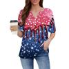 Women's T Shirt Independence Day Print Button Short Sleeve Daily Weekend Fashion Basic V- Neck Regular Top