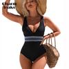 One Piece Swimsuit Women Tummy Tuck Waist Design V Collar Bathing Suit Sexy Monokini Swimwear S-XL