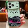 Чехол-паттерн «Ночной вид на заснеженную гору» для iPhone 17 Pro Max Магнитный для Magsafe Покрытие с ощущением кожи для iPhone 16 15 14 13 Pro Max