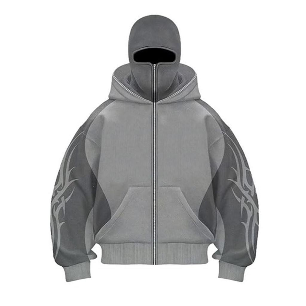 Мужской кардиган с двойным капюшоном, колор-блок, свободный, модный, на молнии