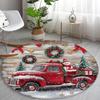 Winter Christmas Round Rug for Living Room Non Slip Bedroom Mats Circle Rugs for Room Home Christmas Decorations Carpet
