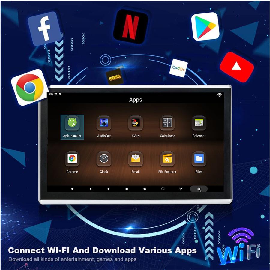 Пара 9-дюймовых HD 1080P Android 9.0 ОЗУ 1 ГБ ПЗУ 16 ГБ Восьмиядерный 1,5 ГГц AV Аудио Вход Mirror Link OBD TPMS FM Мониторы на подголовниках для задних сидений Сенсорный экран
