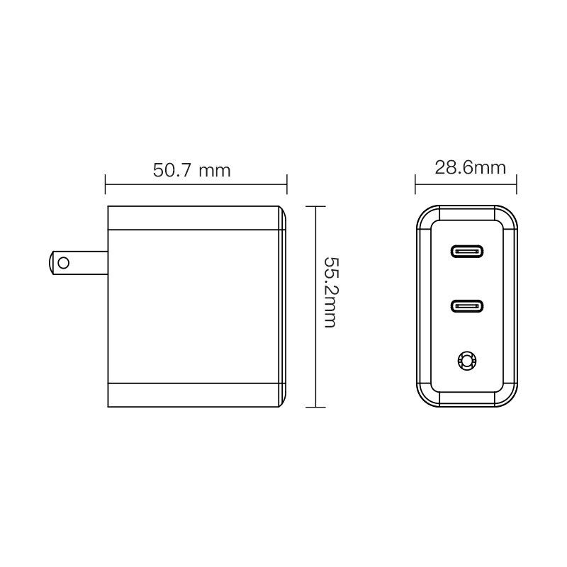 PD40W GaN US 2C Мультипротокольное зарядное устройство PD20W+PD20W Двухпортовое PPS Независимая Интеллектуальная Быстрая Зарядка