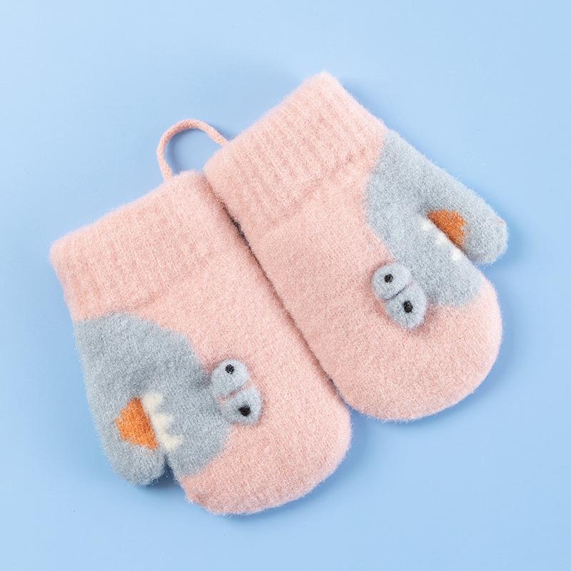 Детские термоперчатки Xuehuaxiu, милые мультяшные вязаные на шее, двухслойные бархатные утепленные варежки оптом
