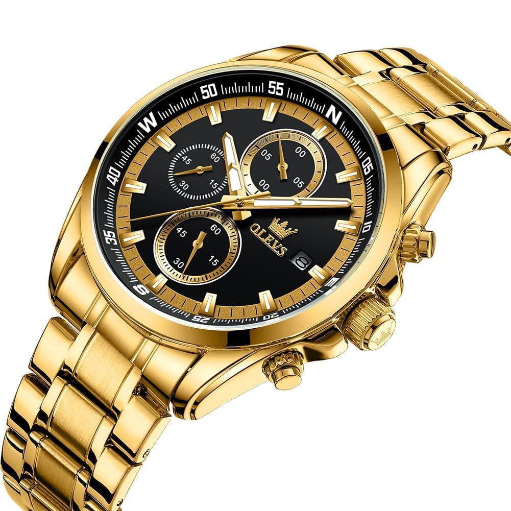 OLEVS Quartz Popular Watch Stylish Multifunctional Watch Stainless Steel Waterproof Date Watch Analog Fashion Student Company Watch for Men Men's
