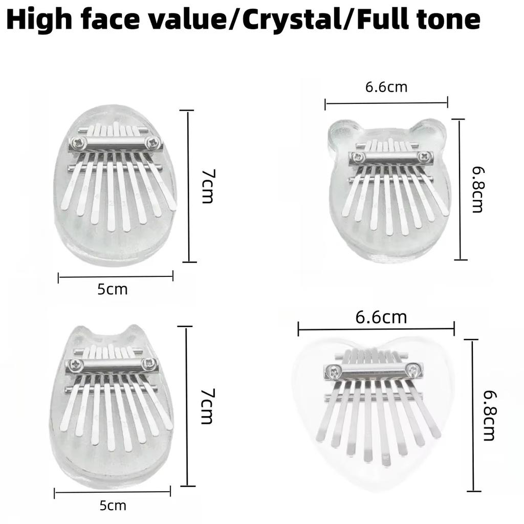 Miwayer Mini 8-Tone Clear Acrylic Finger Piano, Compact Lightweight Kalimba for Beginners Kids Adults Christmas Music Presents