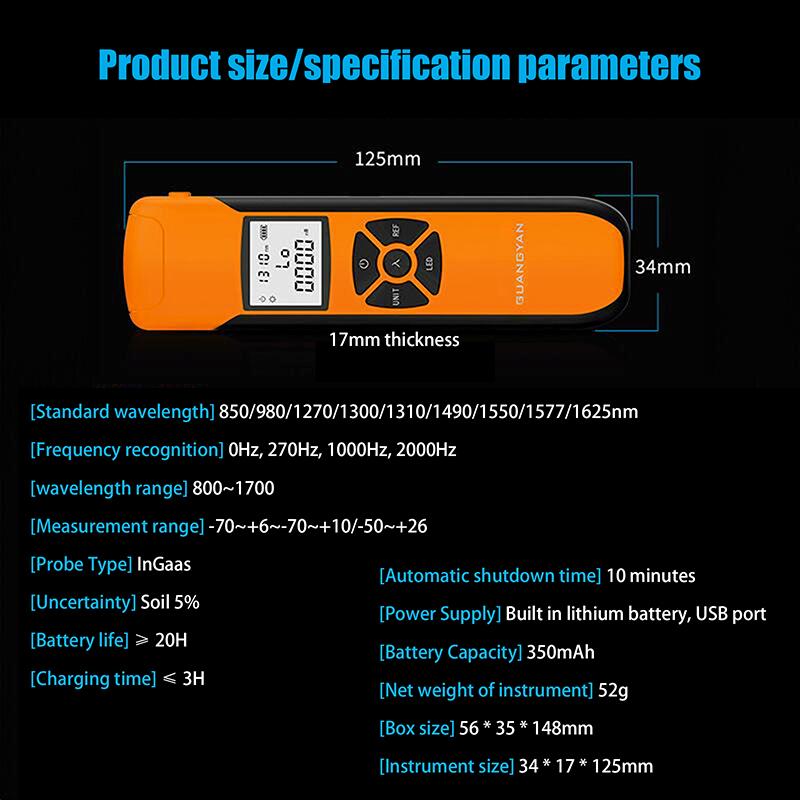 Optical Power Meter G10 High Precision Rechargeable Battery Ftth Fiber Optic Power Meter With Flash Light Opm Fc/Sc/St