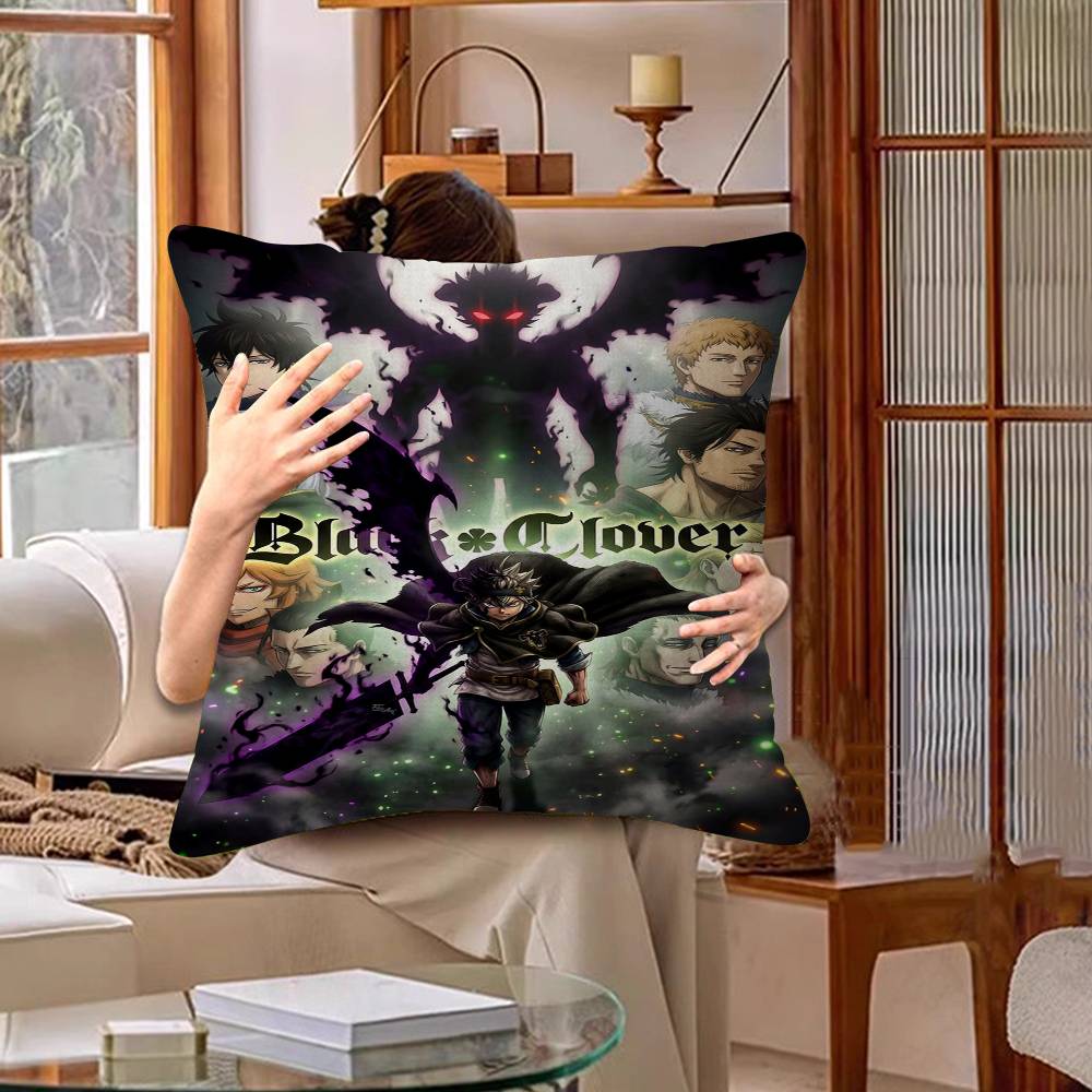 Anime BBlack Hot Clover Cushion Cover Car Throw Pillow Case For Sofa Car Christmas Gift xcm xcm