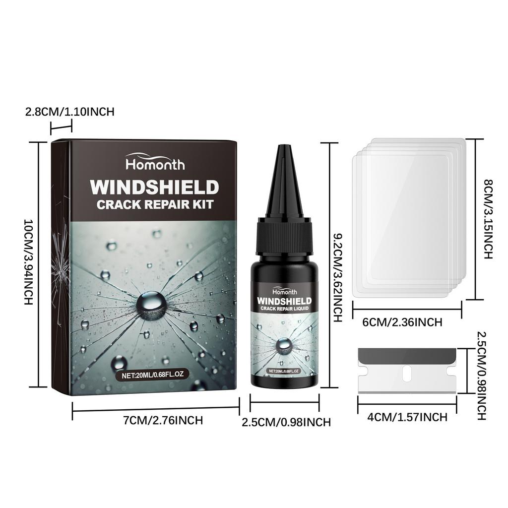 Homonth Windshield Crack Repair Kit Glass Crack Scratch Scratch Portable Adhesive Repair Solution