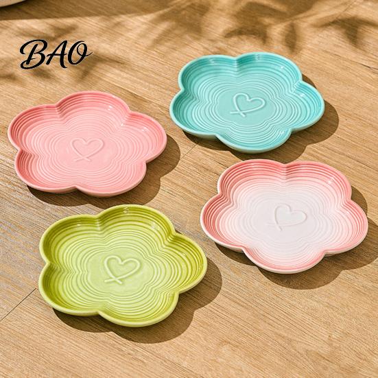 Anti-spill Cat Bowl Elevated Ceramic Pet with Raised Stand, Flower Shape Whisker Friendly Food Bowls Feeding Plate for Neck Protection, Anti