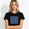 Unisex Blue Striped Heart Print Tshirt Casual Short Sleeve Oneck White Black Tee Tops