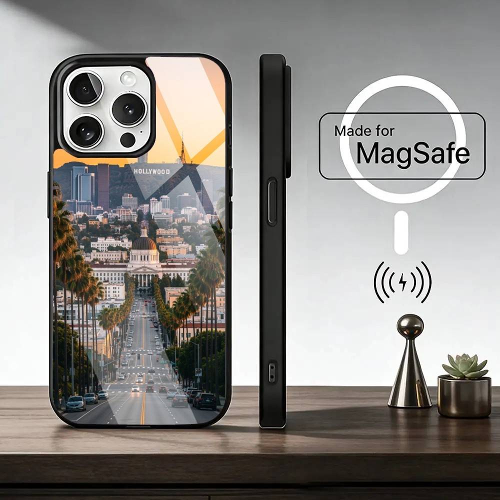 N-Нью-Йорк C-Сити Чехол для iPhone17,16,15,14,13,12,11 Plus,Pro Магнитный Для Magsafe Беспроводной Зарядки