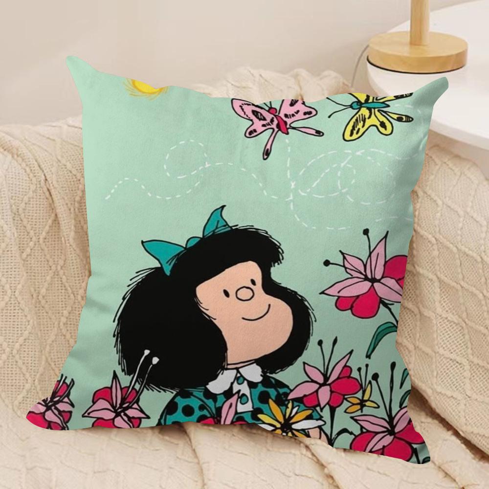 Cartoon MMafalda Cushion Cover Soft Plush DoubleSided Printed Sofa Pillow Cushion Cover  Cozy AllSeason Durable Decor Gift