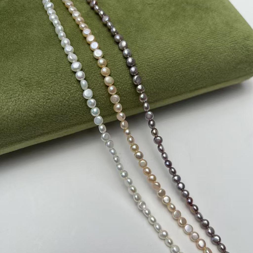1 нить, фиолетовые, белые, розовые бусины из натурального перламутра, бохо, ручная работа, двусторонние, 4-5 мм, для изготовления украшений своими руками, бисероплетение, 36 см
