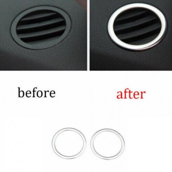 2PCS Silver Steel For Benz E-Class 2009-2015 Dashboard L&R Air Outlet Vent Trim