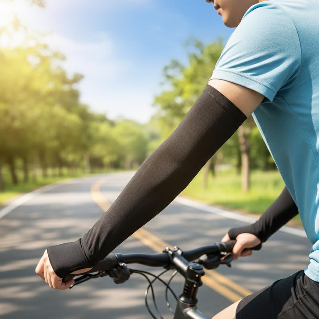 Pure Color Sun Protections Ice Sleeves For Outdoor Cycling UV Protections Arm Sleeve Breathable Cooling Summer Sports Use