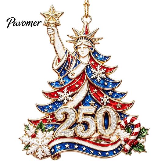 Исторический 1776-2026 Елочное украшение 250-летие США Рождественское украшение, Соединенные Штаты 1776-2026 250-летие Патриотическая тематика Принадлежности для вечеринки Сувенир, Акрил