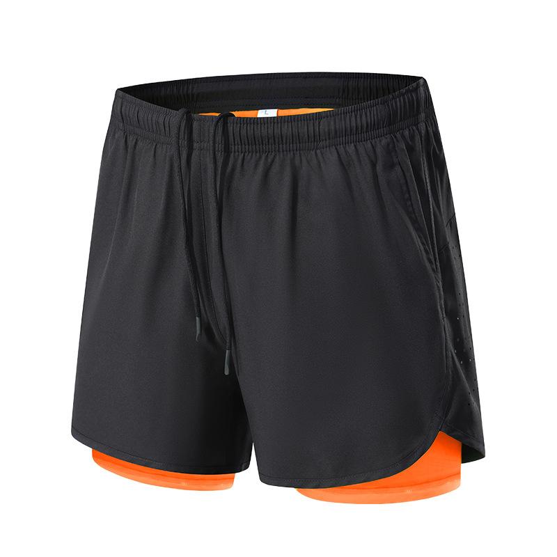 Мужские летние шорты для фитнеса в европейском и американском стиле, быстросохнущие, двухслойные, для марафона, для фитнеса