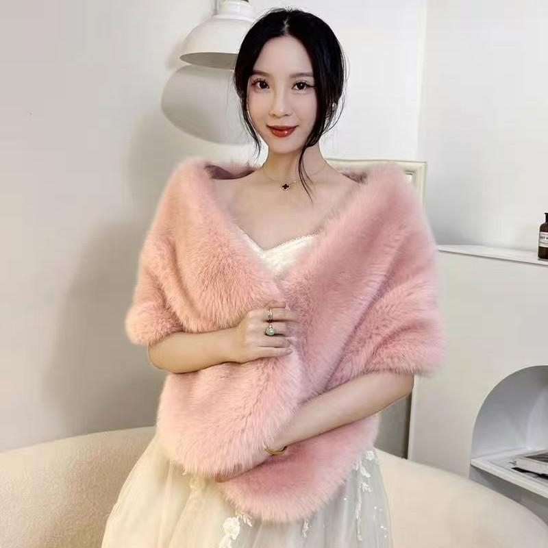 Элегантный накидка-шаль из лисьего меха на одно плечо – Осенне-зимняя свадебная вечерняя одежда для свадеб и банкетов