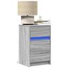 VidaXL Bedside Cabinet and LED Lights Sonoma Grey Engineered Wood, Side Table, Bedside Cabinet, Side Table 852017