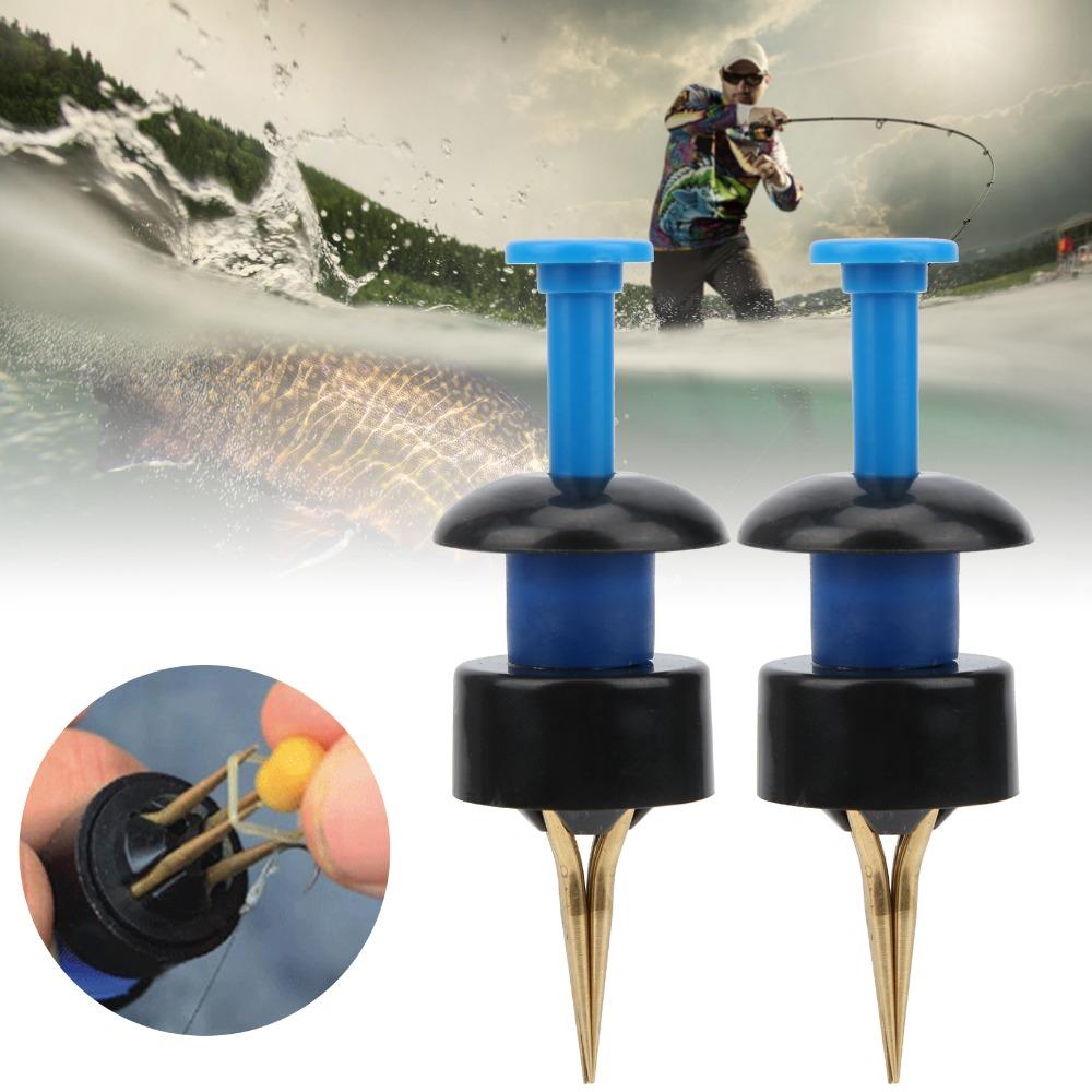 2 Set Copper Fishing Bait Clip with Rubber Bands Baits Clip Portable Lures Clip Match Fishing