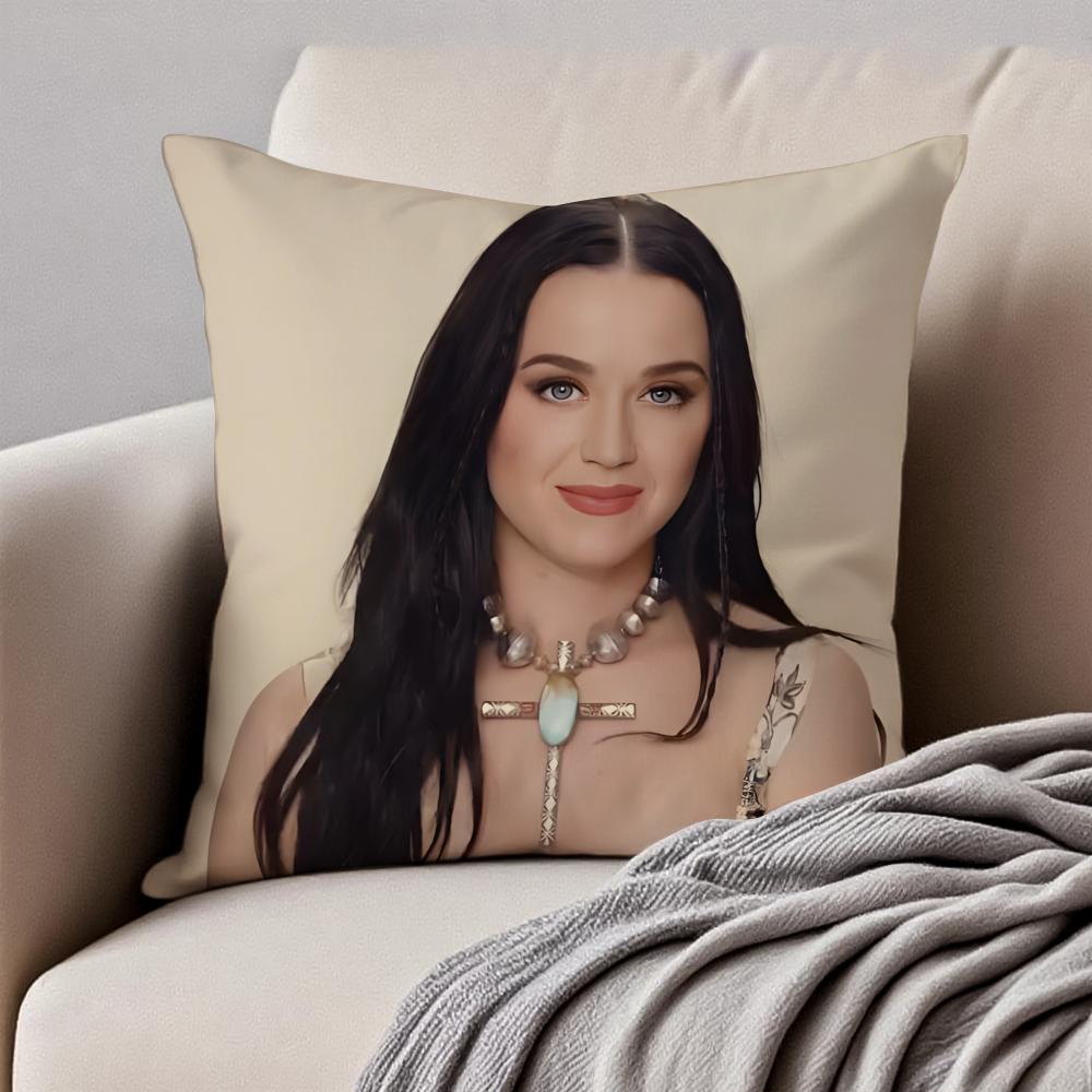 Colorful Popsavvy Singer KKaty Perry Cushion Cover Pillowcase Antidustmite Invisible Zipper Short Plush Sofa Cushion