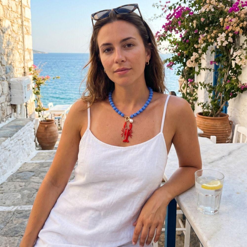 Polka Dot Beach Starfish Choker Cute Beads Necklace Simple Ocean Style Clavicle Chain Vacation