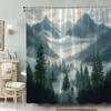 Водонепроницаемая шторка для душа Misty Mountain Forest для декора ванной комнаты, дизайн в стиле природы, яркие цвета, уникальный стиль