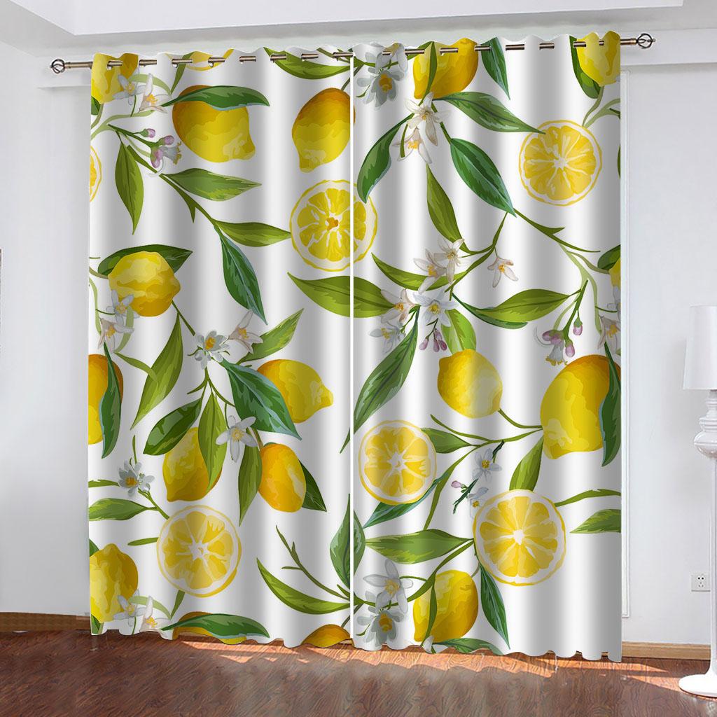 Aesthetic Room Decoration 3D Fruit Prints Patterns Window Curtain Living Room Decorative Blackout Curtains for The Bedroom