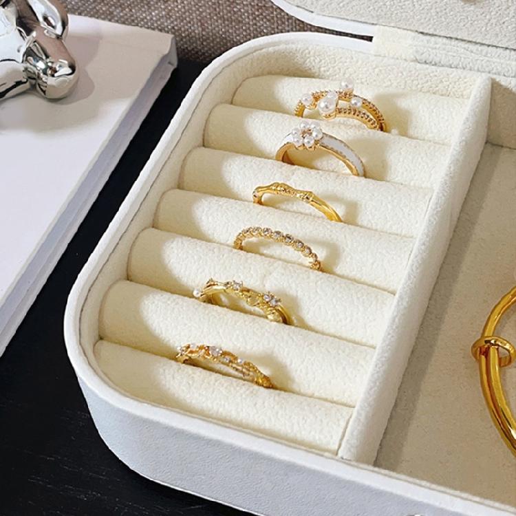 Шкатулка для украшений из ПУ кожи с несколькими отделениями Бархатная внутренняя отделка Кейс для хранения украшений Инструмент для организации аксессуаров