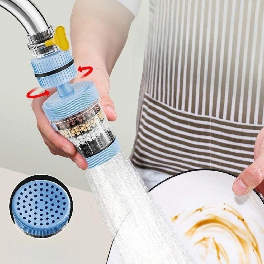 5Pcs 360 Degree Rotatable Filter Water Purifier 6-Layer Filter Kitchen Faucet Extender Household