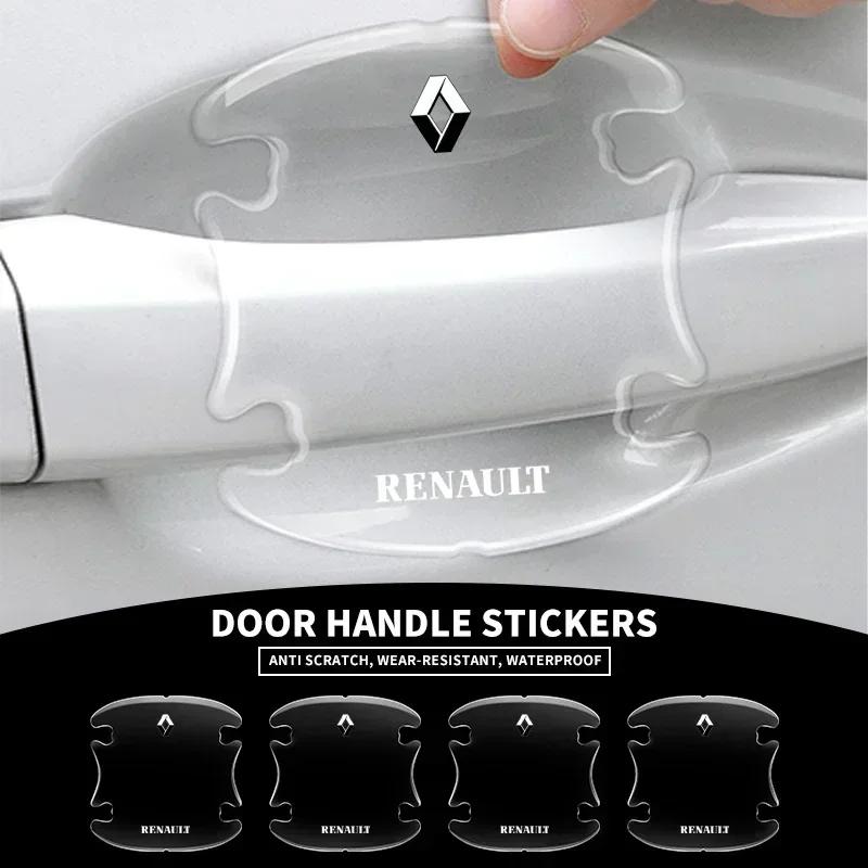 4Pcs Car Transparent Door Bowl Handle Protective Film Sticker For Renault Megane 2 3 4 Clio Scenic Duster Kaptur Captur Logan S666