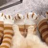 Cat Paw Floor Socks Cute Warm Winter Fuzzy Socks Thickened Stretchy Fluffy Slipper Socks for Home Bedroom Indoor Wear Sleeping
