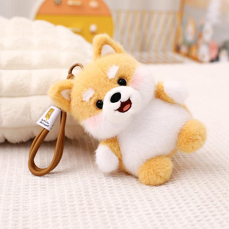 Dog Plush Toy Pendant Teddy Husky Corgi Schnauzer Plushie Keychain Kawaii Bag Key Ring Cute Puppy Dolls Car Decor Christmas Gift