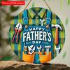 2d Flat 20*20cm, Vintage Wooden Happy Father's Day Decoration Round Tool Belt Design with Plaid and Tools, for Home, Kitchen, Garden, Bedroom, Bar.