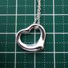 Pre-owned Tiffany & Co. silver 925 open heart pendant necklace j56-5