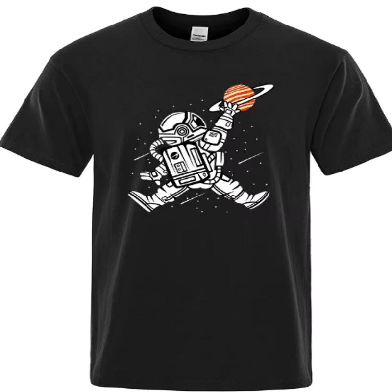 Свободные топы с коротким рукавом в стиле хип-хоп, удобные, с принтом Spaceman Dunk, Mendesign, модная атмосфера04198