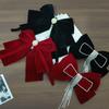 Korean Velvet Rhinestone Bow Tassel Hair Clip for Brides