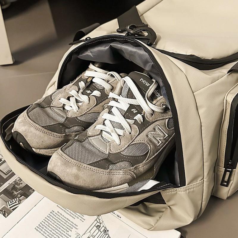 Large Capacity Travel Bag Men Women Shoulder Handheld Or Backpack 36-55L Oxford Fabric With Leather-Like Coating Casual