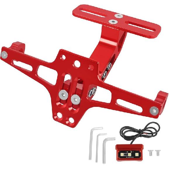 Motorcycle License Plate Bracket Holder CNC Aluminum Black Universal Fender Eliminator Kit With Plate Light